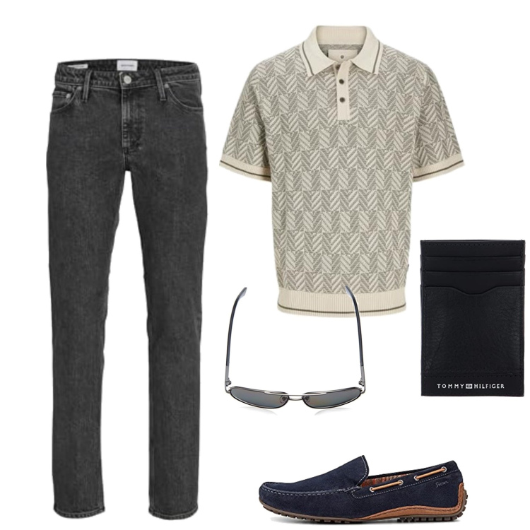 Outfit homme - William. Style Business/Elégant pour Tous les jours. Assortir avec polos, jean coupe droite, chaussures à lacets, portefeuille, lunettes de soleil.