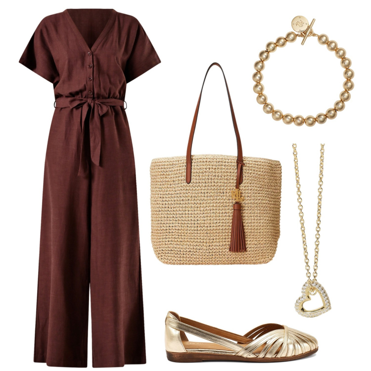 Outfit donna - Rinascimento. Stile Casual chic per Serata fuori. Abbinamento con tute, collane, braccialetti, borse tote, ballerine.