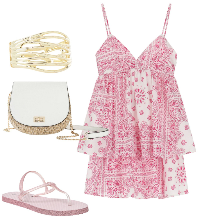 Outfit donna - Total look #2205912. Stile Casual per Tutti i giorni. Abbinamento con borse a tracolla, sandali, vestiti corti, braccialetti.