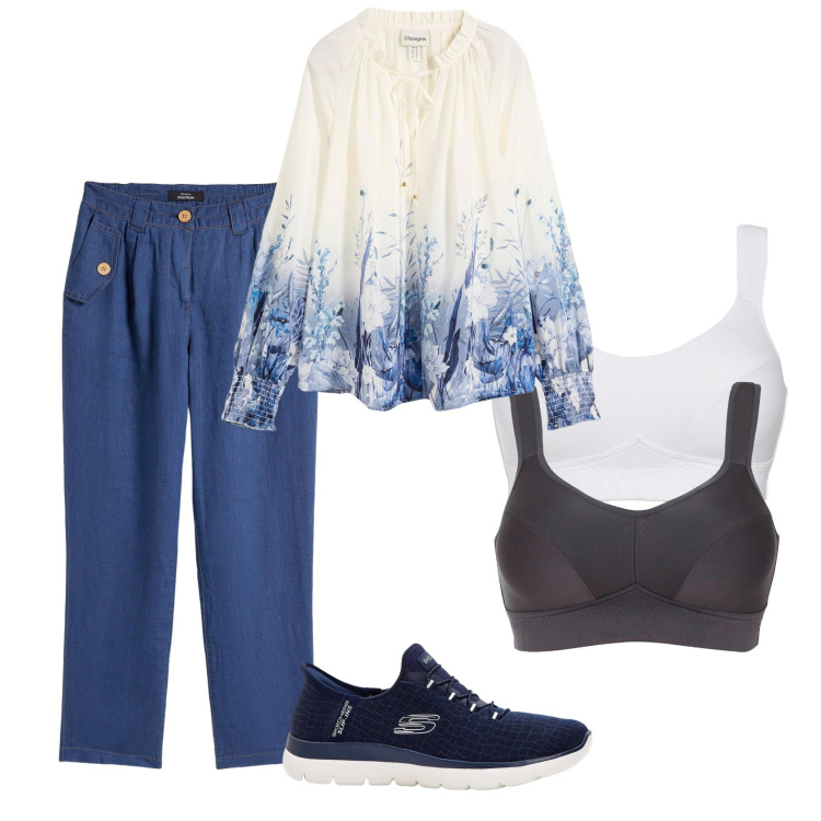 Outfit donna - Total look #2206024. Stile Casual per Tutti i giorni. Abbinamento con bluse, reggiseni, pantaloni chino, sneakers.