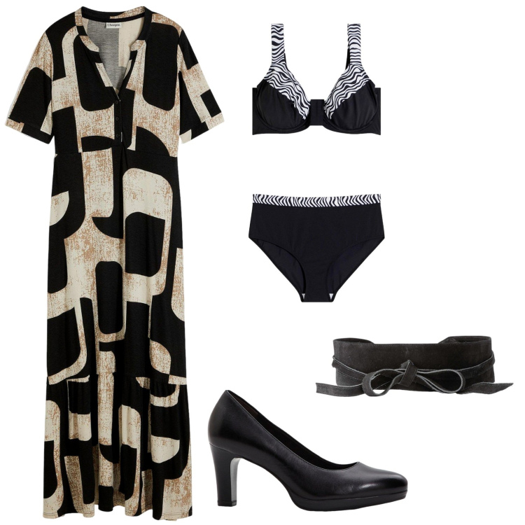 Outfit donna - Total look #2206025. Stile Casual per Mare. Abbinamento con vestiti lunghi, cinture, bikini, décolleté.