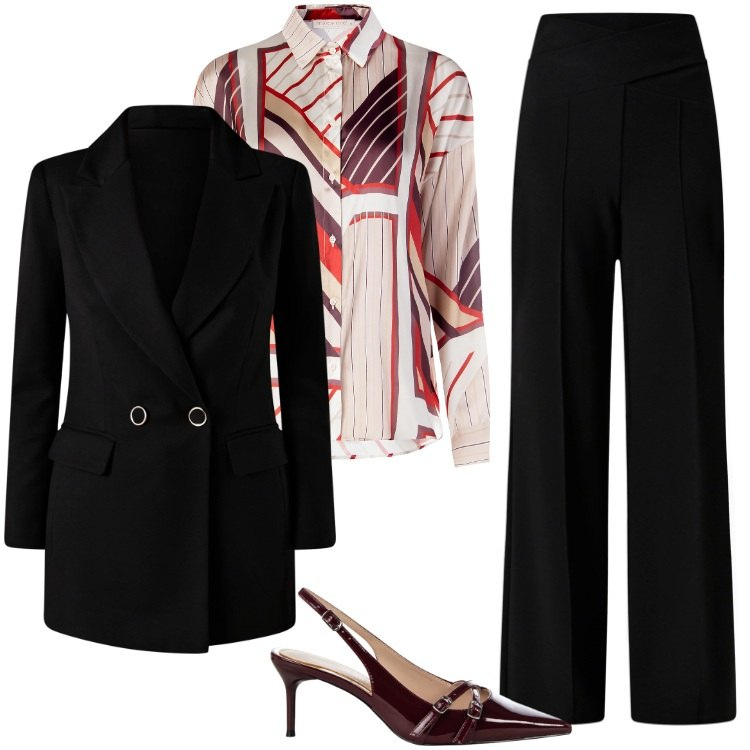 Outfit donna - Total look #2206407. Stile Casual chic per Ufficio. Abbinamento con décolleté, blazer, camicie, pantaloni.