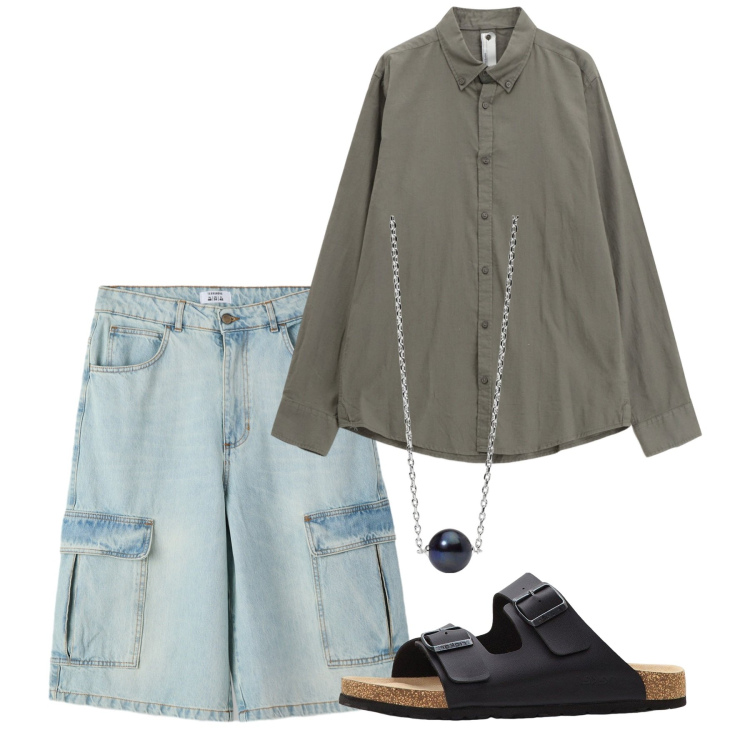 Outfit uomo - Luglio. Stile Casual per Tutti i giorni. Abbinamento con sandali, bermuda, collane, camicie.
