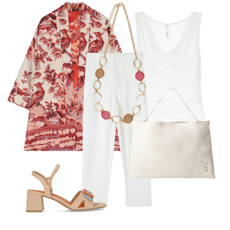 Outfit donna - Ricorda è un luogo di LAVORO. Stile Bon Ton per Ufficio. Abbinamento con pantaloni chino, top, borse a spalla, cappotti, collane, sandali col tacco.
