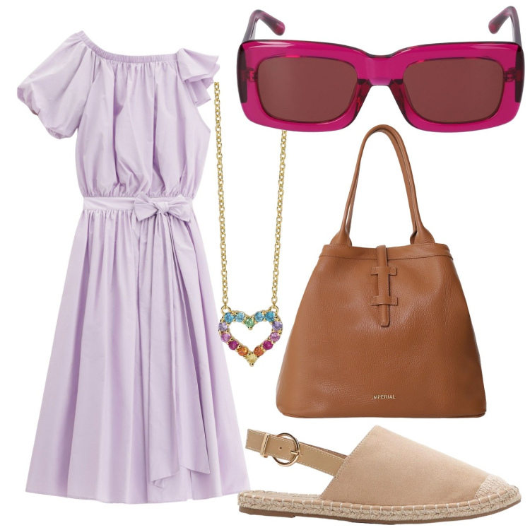 Outfit donna - Total look estivo comodo. Stile Boho per Mare. Abbinamento con espadrillas, collane, gonne lunghe, top, borse tote, occhiali da sole.