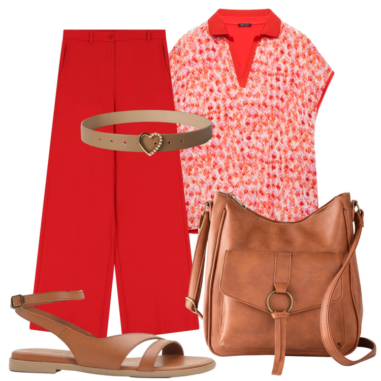 Outfit donna - Total look #2206788. Stile Casual per Ufficio. Abbinamento con borse a tracolla, sandali in pelle, cinture, pantaloni, bluse.