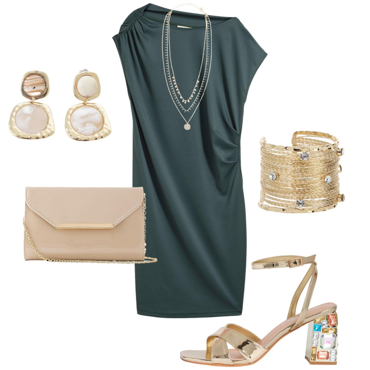 Outfit donna - Total look #2206814. Stile Glamour per Serata fuori. look ideale per Petite. Abbinamento con collane, vestiti corti, pochette, sandali gioiello, braccialetti, orecchini.