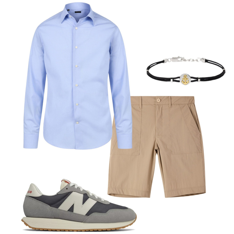 Outfit uomo - Total look #2206819. Stile Casual per Tutti i giorni. Abbinamento con pantaloni corti, braccialetti, sneakers, camicie.
