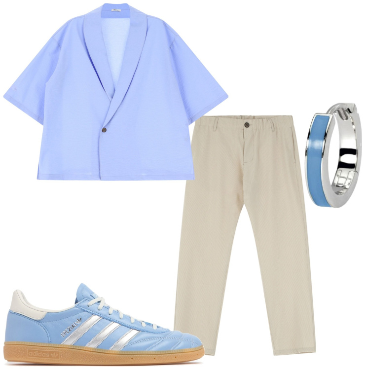 Outfit uomo - Serata dance. Stile Trendy per Serata speciale. Abbinamento con orecchini, camicie a manica corta, pantaloni, sneakers.