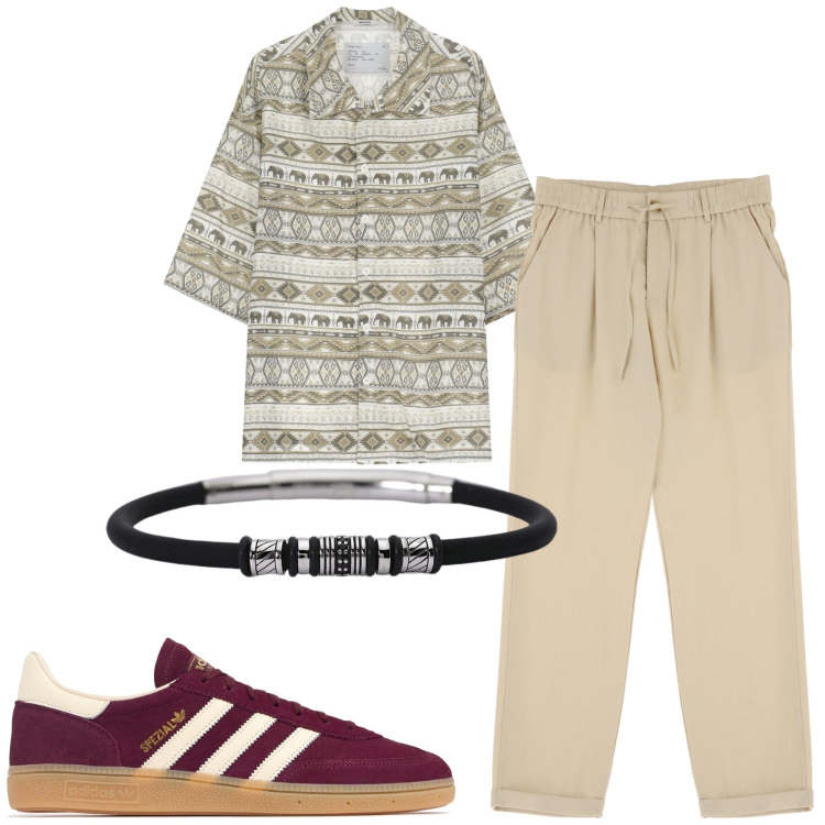 Outfit uomo - Total look #2207141. Stile Casual per Tutti i giorni. Abbinamento con braccialetti, camicie a manica corta, pantaloni, sneakers.