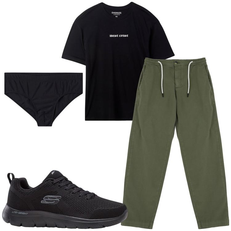 Outfit uomo - Total look #2207142. Stile Casual per Tutti i giorni. Abbinamento con sneakers, costumi, t-shirt, pantaloni chino.