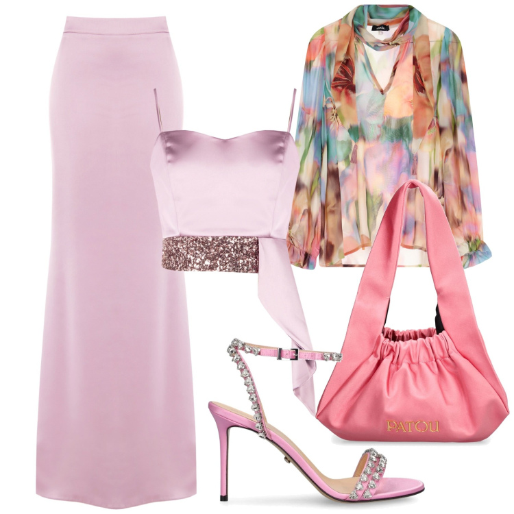 Outfit donna - Cerimonia agosto. Stile Chic per Cerimonia. Abbinamento con gonne lunghe, top, camicie, borse a spalla, sandali in pelle.