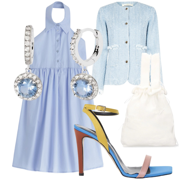 Outfit donna - Che stiletto. Stile Glamour per Cerimonia. Abbinamento con orecchini, blazer, vestiti midi/longuette, sandali col tacco, borse a mano.
