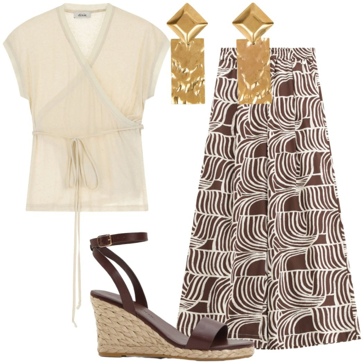 Outfit donna - Total look #2207453. Stile Casual chic per Ufficio. Abbinamento con sandali, pantaloni, top, orecchini.