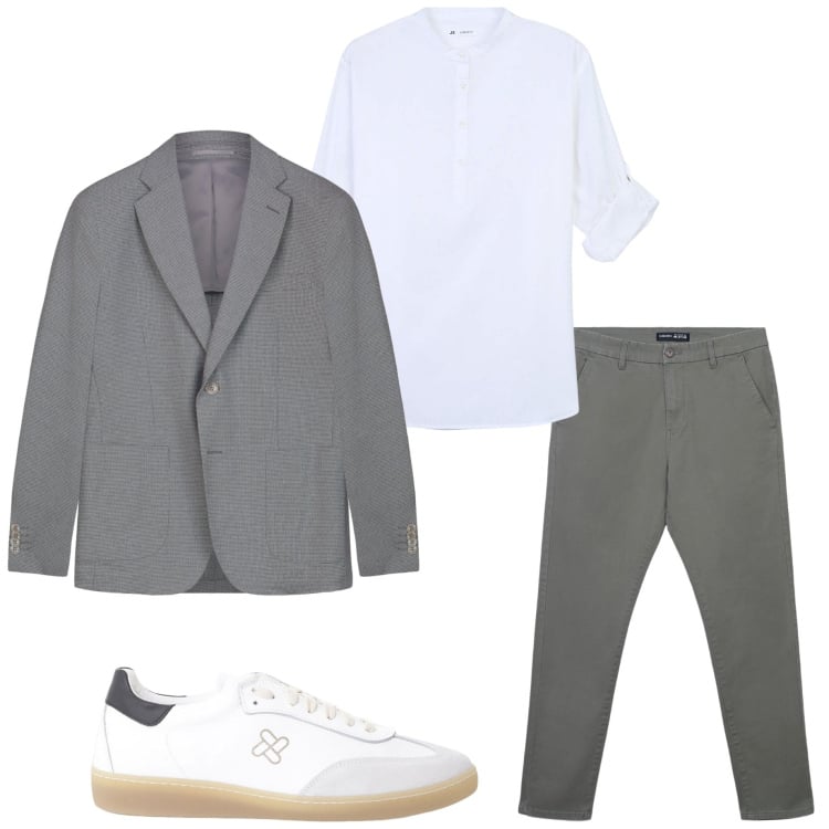 Outfit uomo - Serata estiva elegante. Stile Business/Elegante per Serata speciale. Abbinamento con pantaloni chino, camicie, sneakers, giacche.