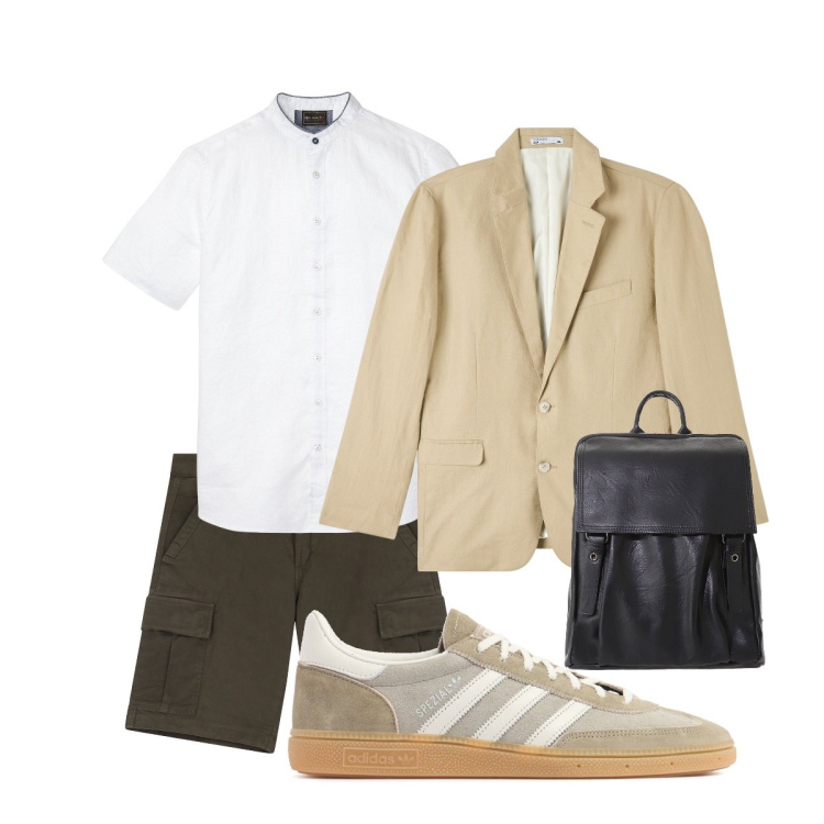 Outfit uomo - Terrazza estiva. Stile Urban per Serata speciale. Abbinamento con camicie a manica corta, giacche, bermuda, borse sportive, sneakers.