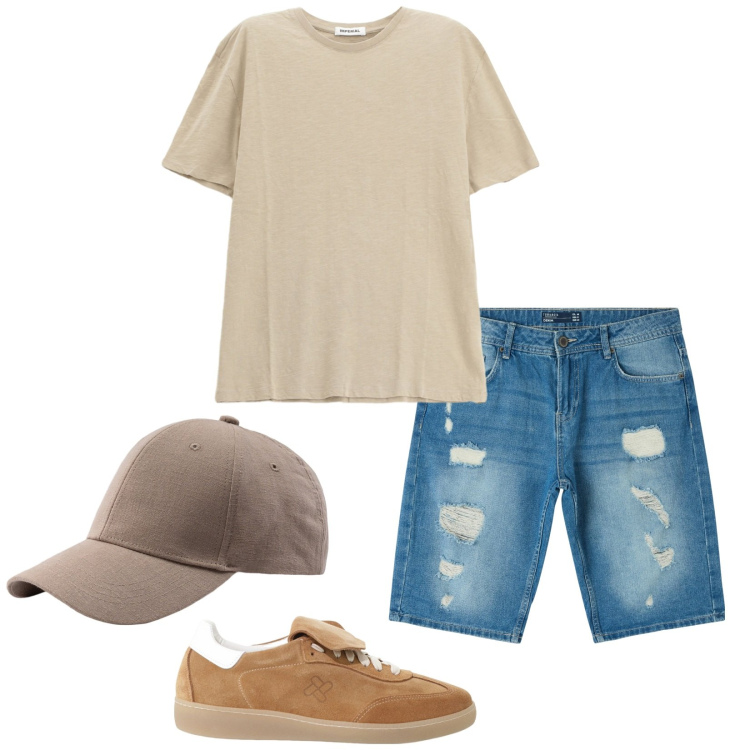 Outfit uomo - La t-shirt salva-look. Stile Casual per Tutti i giorni. Abbinamento con sneakers, t-shirt, shorts, cappelli con visiera.
