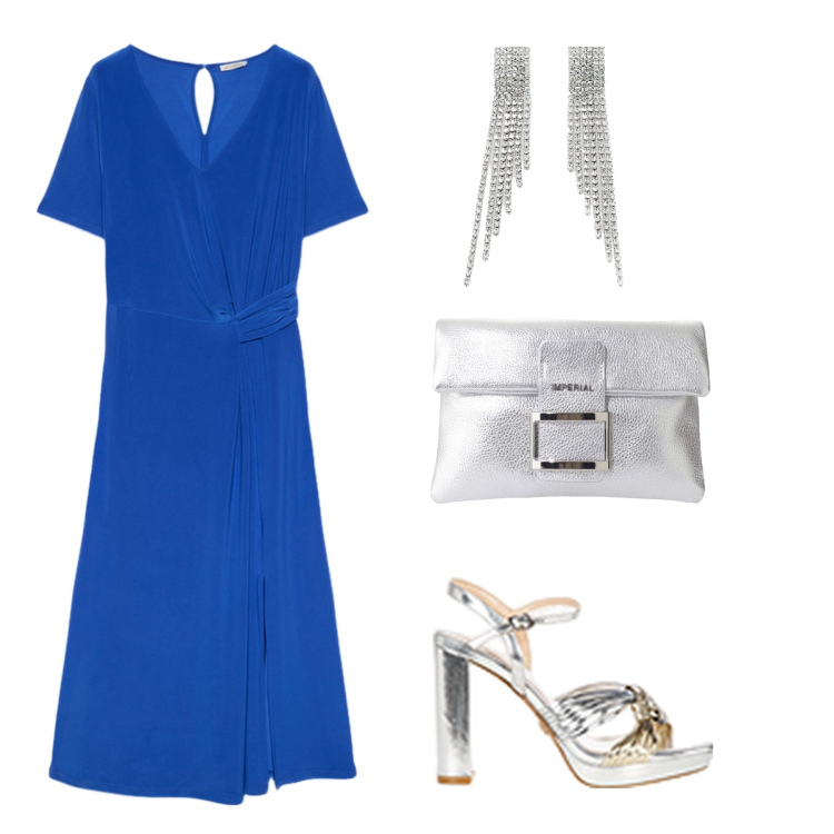Outfit donna - Total look #2207884. Stile Casual chic per Serata fuori. Abbinamento con sandali in pelle, pochette, orecchini, vestiti midi/longuette.