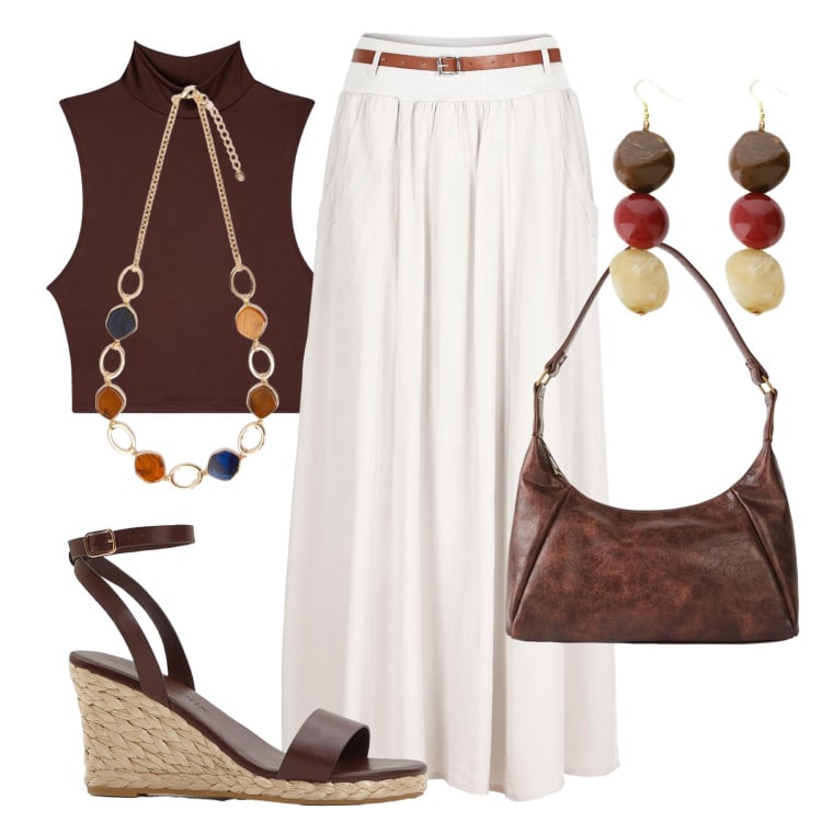 Outfit donna - La gonna passepartout - @susystyle. Stile Trendy per Tutti i giorni. Abbinamento con gonne lunghe, sandali, borse a mano, top, orecchini, collane.