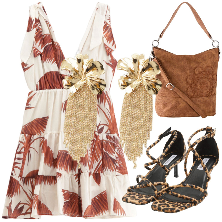 Outfit donna - Al compleanno della mia amica. Stile Glamour per Serata fuori. Abbinamento con borse a mano, sandali col tacco, vestiti corti, orecchini.