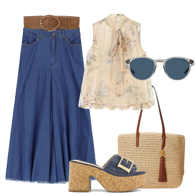 Outfit donna - Gonna denim city boho - @susystyle. Stile Boho per Tutti i giorni. Abbinamento con cinture, camicie, gonne lunghe, occhiali da sole, borse tote, sandali.