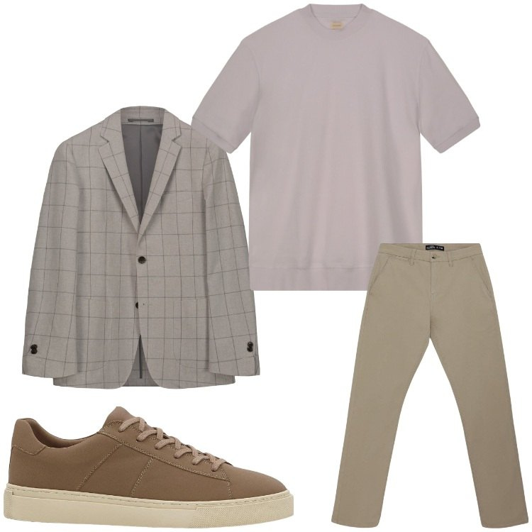 Outfit uomo - Serata blazer. Stile Business/Elegante per Serata speciale. Abbinamento con sneakers, pantaloni chino, giacche, t-shirt.