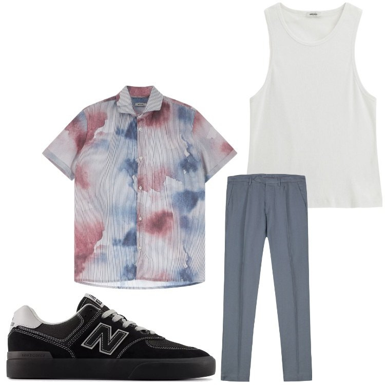 Outfit uomo - Visita al museo. Stile Business/Elegante per Tutti i giorni. Abbinamento con sneakers, camicie a manica corta, canottiere, pantaloni.