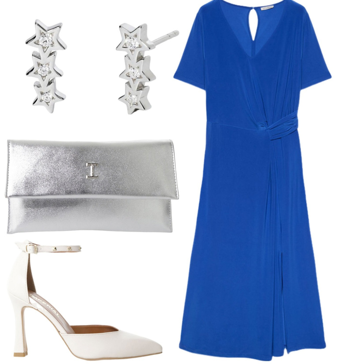 Outfit donna - Total look #2208467. Stile Bon Ton per Cerimonia. Abbinamento con orecchini, décolleté, pochette, vestiti midi/longuette.
