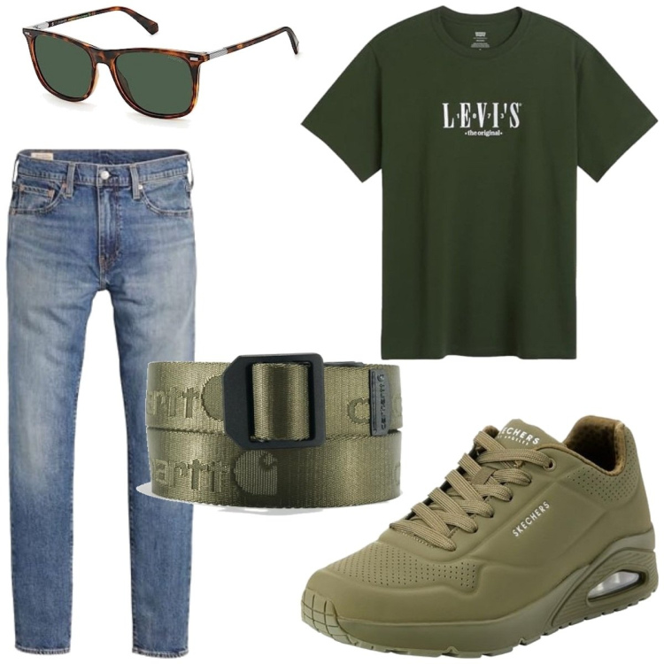 Outfit homme - Urban #3433. Style Urban pour Tous les jours. Assortir avec t-shirts, ceintures, jeans, lunettes de soleil, sneakers.