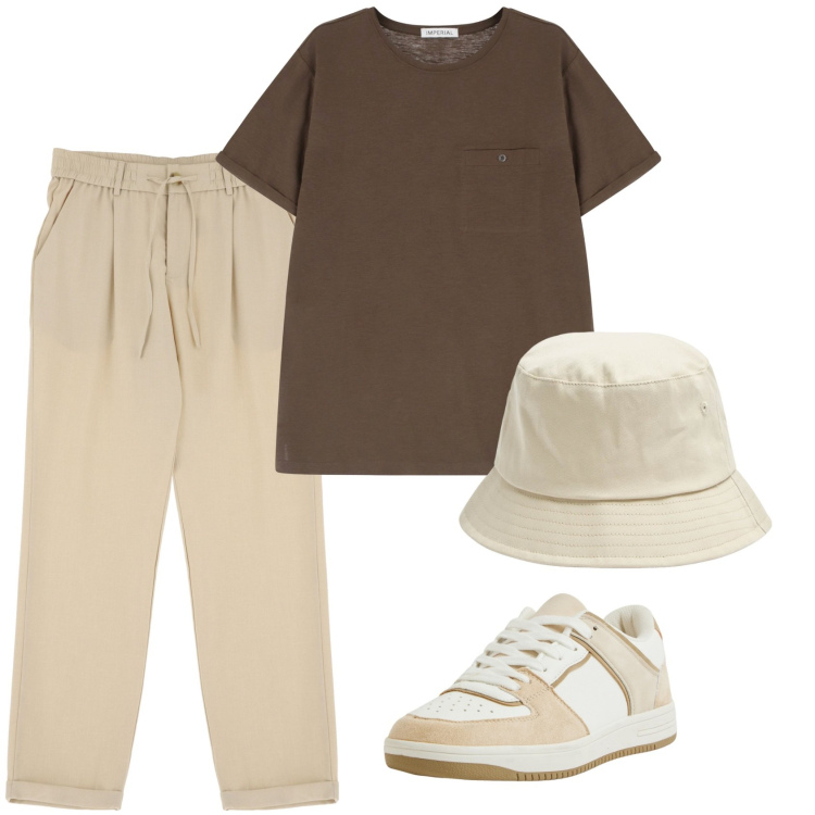Outfit uomo - Stile minimal. Stile Casual per Tutti i giorni. Abbinamento con cappelli, sneakers, t-shirt, pantaloni.