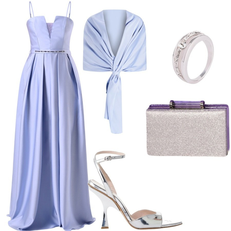 Outfit donna - Si va ad un matrimonio. Stile Chic per Cerimonia. Abbinamento con anelli, vestiti, stole, pochette, décolleté.