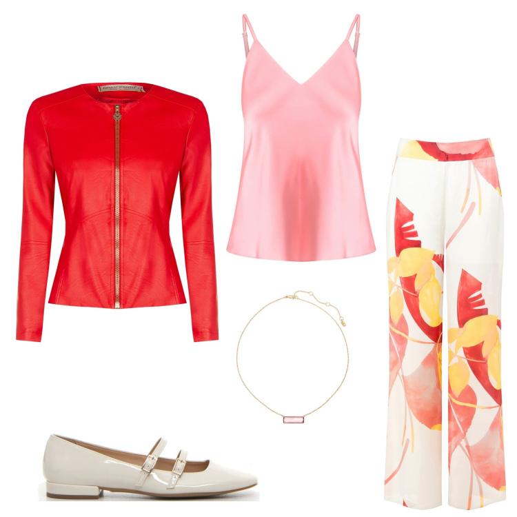 Outfit donna - Total look #2209126. Stile Bon Ton per Serata fuori. Abbinamento con pantaloni, blazer, top, collane, décolleté.