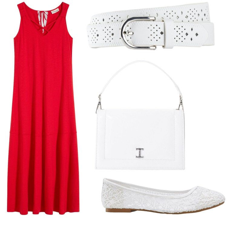 Outfit donna - In ufficio. Stile Chic per Ufficio. Abbinamento con vestiti lunghi, ballerine, cinture, borse a tracolla.