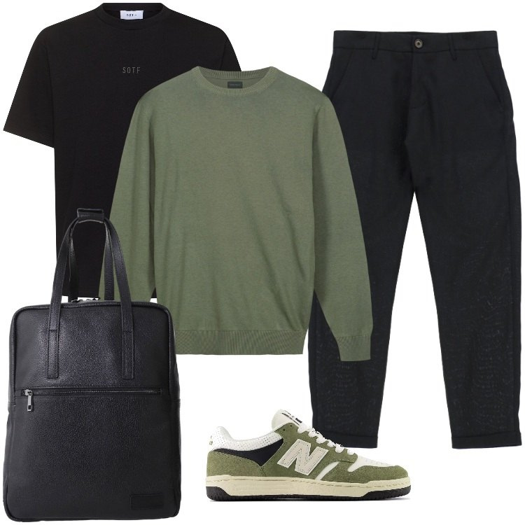 Outfit uomo - Total look #2209292. Stile Urban per Ufficio. Abbinamento con sneakers, pantaloni, borse sportive, maglieria, t-shirt.