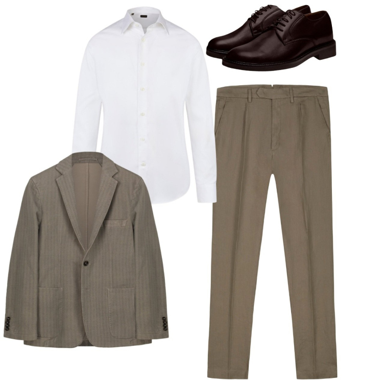 Outfit uomo - Tocco elegante. Stile Casual per Tutti i giorni. Abbinamento con scarpe stringate, camicie, pantaloni, giacche.