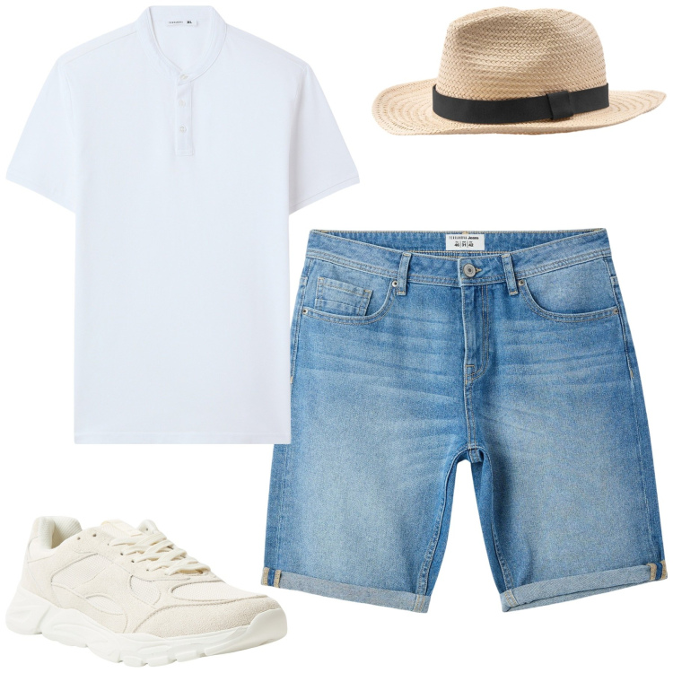 Outfit uomo - Total look #2209327. Stile Casual per Tutti i giorni. Abbinamento con t-shirt, sneakers, bermuda, cappelli.