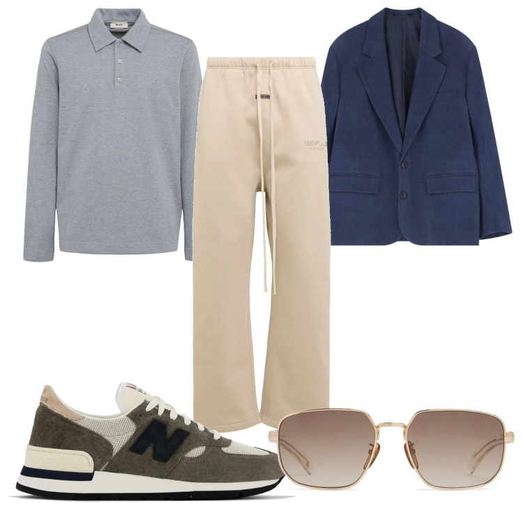 Outfit uomo - Total look #2209676. Stile Trendy per Tutti i giorni. Abbinamento con sneakers, giacche, pantaloni, occhiali da sole, polo.