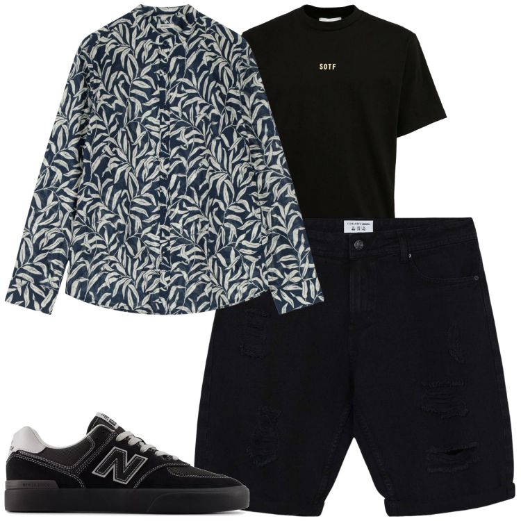 Outfit uomo - Total look #2209710. Stile Urban per Tutti i giorni. Abbinamento con bermuda, sneakers, camicie, t-shirt.
