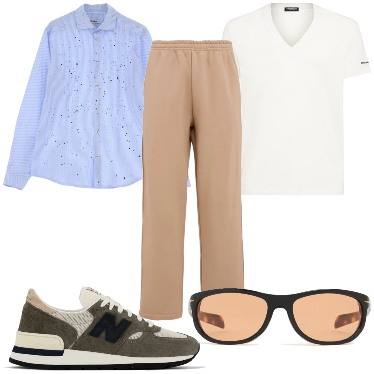 Outfit uomo - Total look #2209713. Stile Casual per Tutti i giorni. Abbinamento con sneakers, camicie, pantaloni, t-shirt, occhiali da sole.