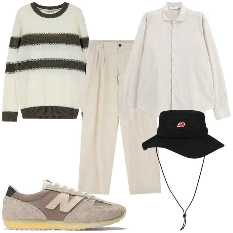 Outfit uomo - Total look #2209719. Stile Trendy per Tutti i giorni. Abbinamento con sneakers, cappelli, pantaloni, maglieria, camicie.