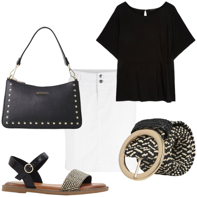 Outfit donna - Total look #2209800. Stile Basic per Tutti i giorni. Abbinamento con minigonne, sandali, cinture, borse a spalla, bluse.