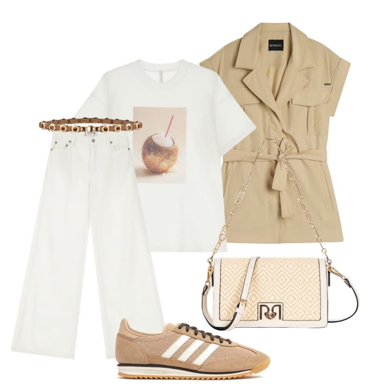 Outfit donna - La giacca stile sahariana. Stile Casual chic per Tutti i giorni. Abbinamento con borse a tracolla, cinture, pantaloni, t-shirt, trench, sneakers.