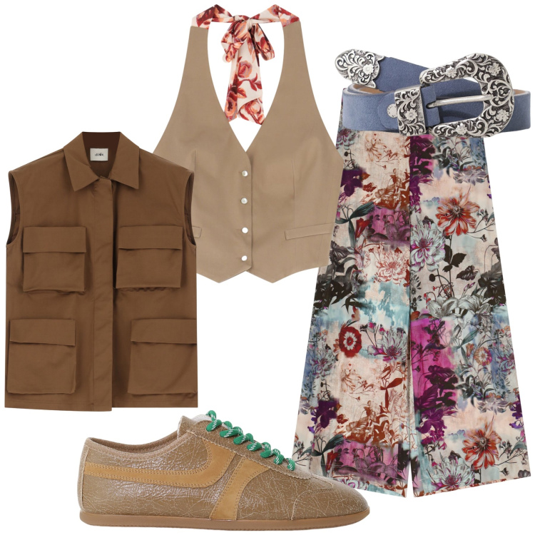 Outfit donna - Graziosa in Dixie. Stile Trendy per Tutti i giorni. Abbinamento con top, sneakers, pantaloni, gilet, cinture.