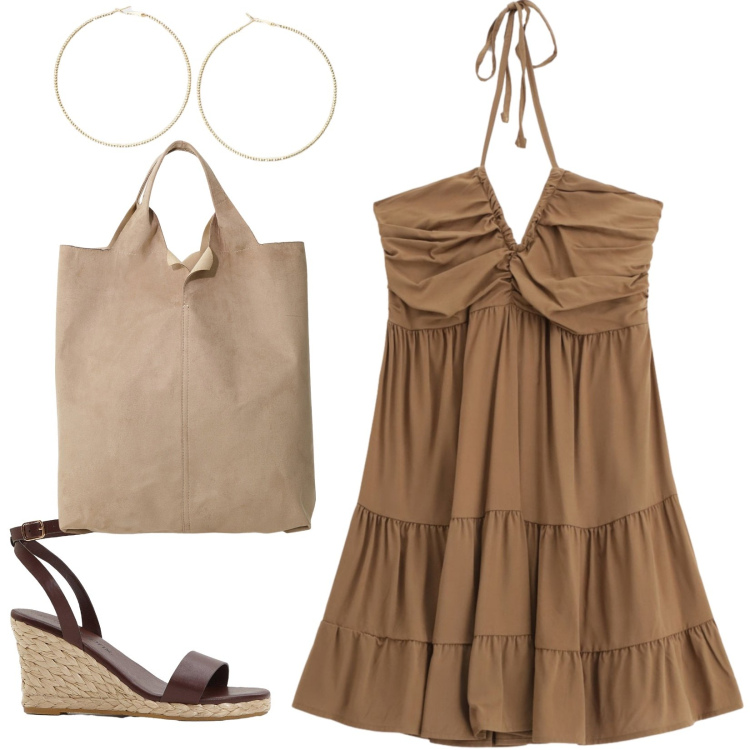 Outfit donna - Total look #2209987. Stile Casual per Tutti i giorni. Abbinamento con sandali, vestiti corti, shopping bag, orecchini.
