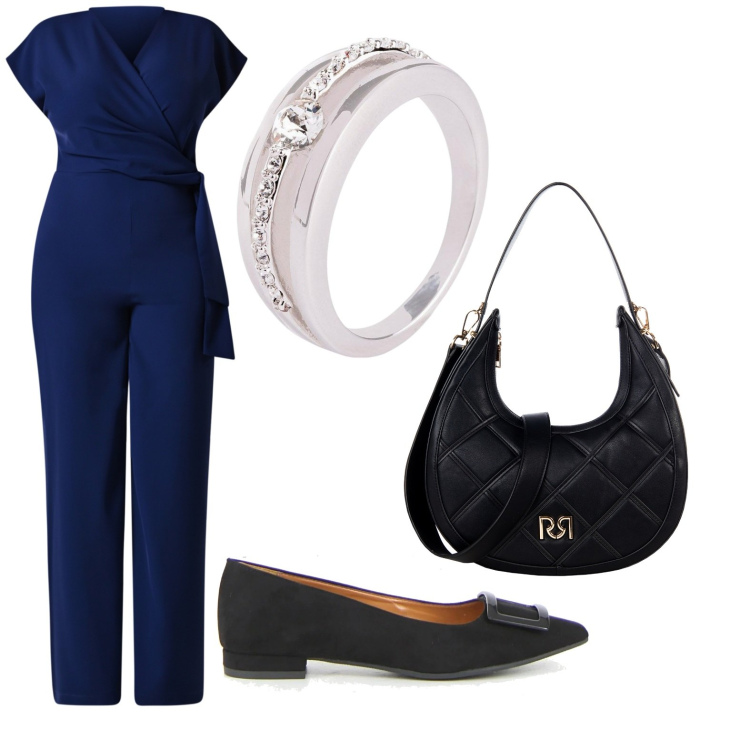 Outfit donna - Semplice. per Tutti i giorni. Abbinamento con anelli, borse a tracolla, tute, ballerine.