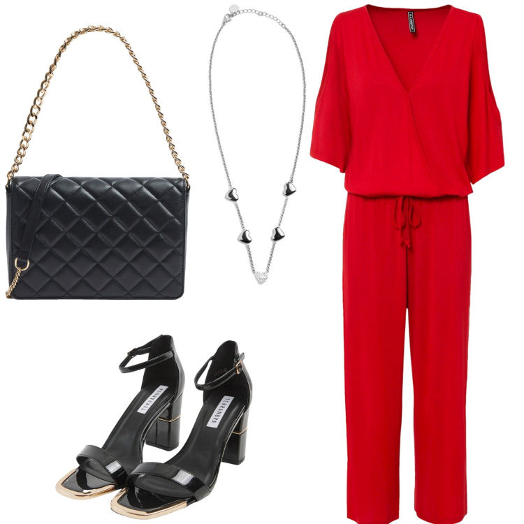 Outfit donna - Total look #2210059. Stile Casual per Serata fuori. Abbinamento con tute, sabot, borse a tracolla, collane.