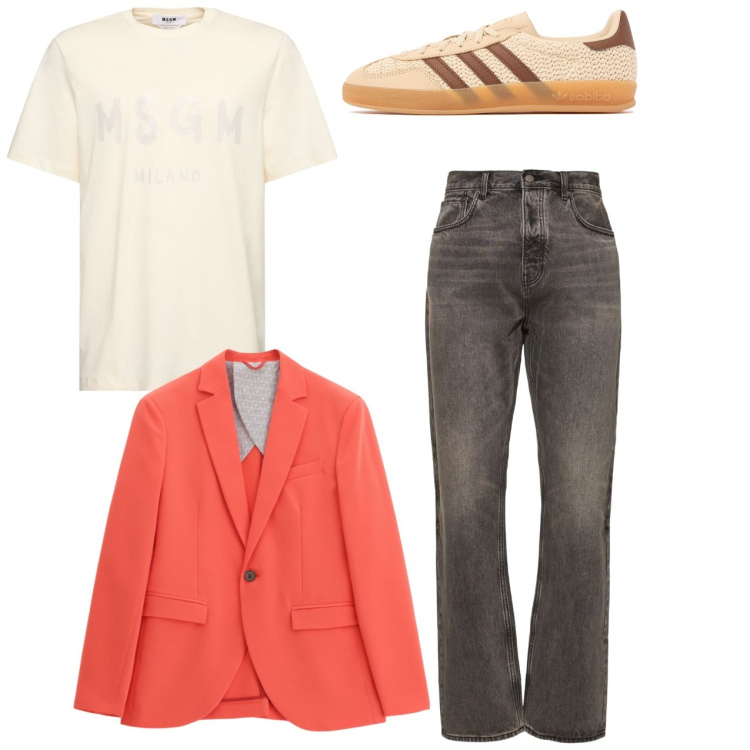 Outfit uomo - Total look. Stile Casual per Tutti i giorni. Abbinamento con giacche, jeans, t-shirt, sneakers.