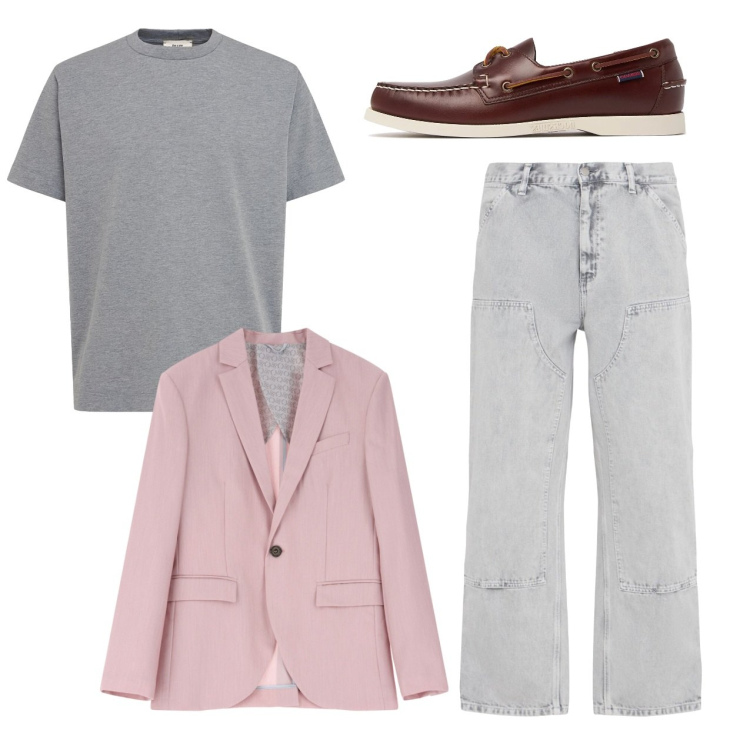 Outfit uomo - Total look. Stile Casual per Tutti i giorni. Abbinamento con giacche, scarpe stringate, jeans, t-shirt.