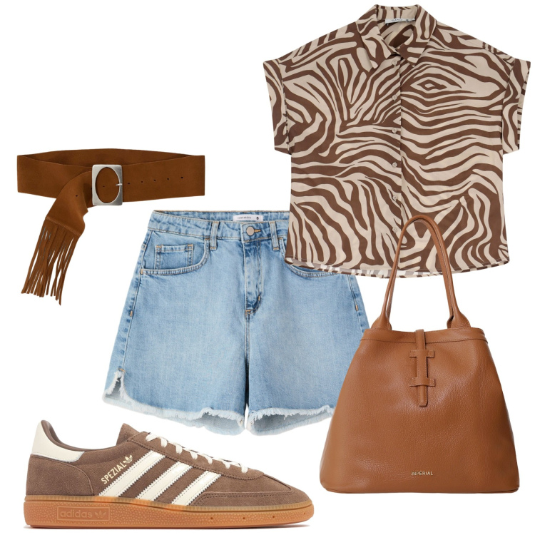 Outfit donna - Citylife. Stile Casual chic per Tutti i giorni. Abbinamento con shorts, camicie a manica corta, borse tote, cinture, sneakers.