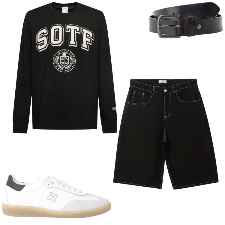 Outfit uomo - Casual style. Stile Casual per Tutti i giorni. Abbinamento con bermuda, cinture, sneakers, t-shirt.